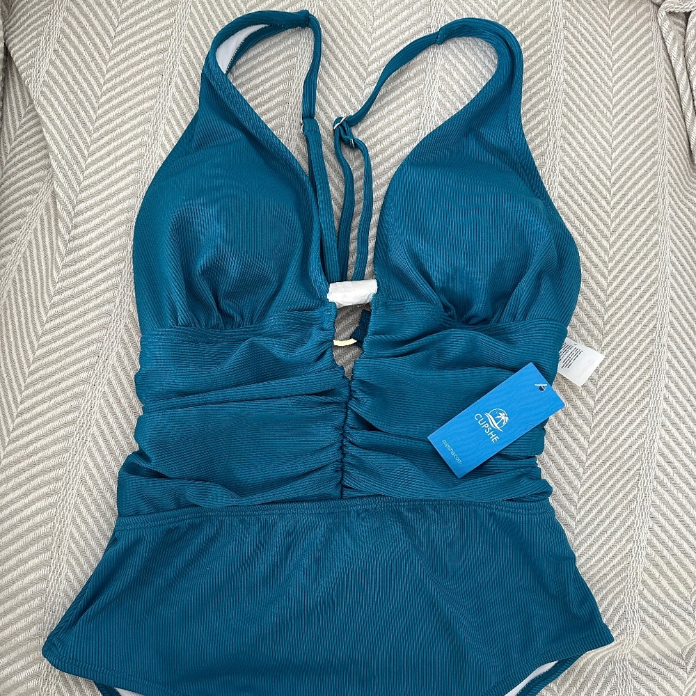 CUPSHE Just a Wink Aqua Swimsuit
